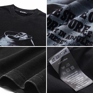 Camiseta Oversize de Algodón Lavado para Hombre, Manga Corta, Hombros Caídos, Estilo Urbano Casual, Ajuste Holgado - Product Image 2