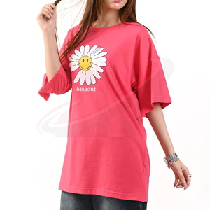 Camiseta de Algodón con Estampado Gráfico para Mujer, Corte Holgado Informal, Tejido Transpirable y Suave, Ropa de Calle de Verano, Moda Moderna - Product Image 5