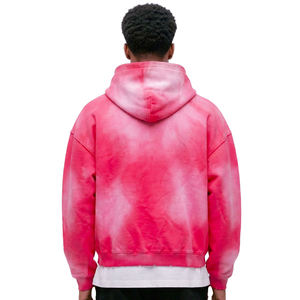 Sudadera con capucha y cremallera para hombre, oversize, tie-dye, con estampado personalizado, de felpa francesa, estilo streetwear, con logo frontal, rosa - Product Image 4