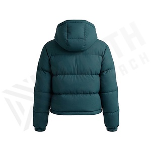 Hooded Quilted Waterproof <b>Bubble</b> Jacket Black Full Sleeve Winter Windproof Cotton Shell Knitted Fabric Polyester Filling Stand - Product Image 2