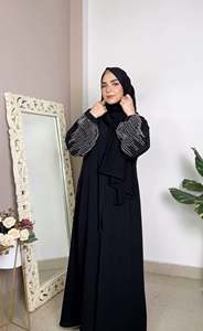 Abaya en satin de soie faite à la main, légère et respirante, style traditionnel islamique pour femme, collection printemps, vente en gros Dubaï - Product Image 6