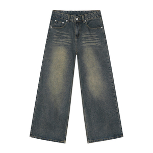 Vaqueros anchos de mezclilla para hombre, estilo vintage, lavados, desgastados, de pierna ancha, oversize, para hombre, estilo urbano. - Product Image 3