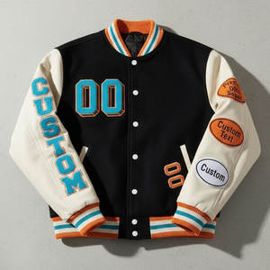 Custom Varsity <b>Jacket</b> Men Streetwear Letterman <b>Jacket</b> Embroidered Patch Bomber <b>Jacket</b> OEM Custom Logo Manufacturer - Product Image 4
