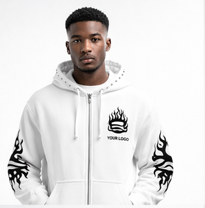 Custom Logo Rhinestone Zip Hoodie Heavyweight 100% Cotton Fleece Sweatshirt Oversized Zip Up Hoodie 2026 - Product Image 2