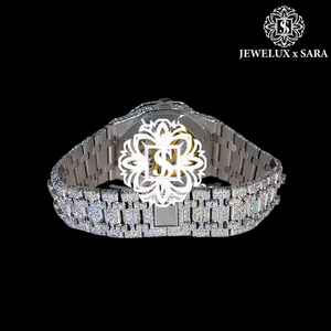 Montre Moissanite Diamant Or et Or Rose de Qualité Exceptionnelle, Sertie de Pierres, Idéale pour les Boutiques de Mode, Cadeaux et Revente, Disponible à la Vente - Product Image 2