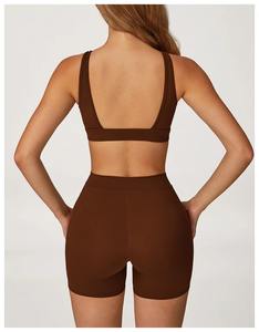 Ensemble de sport 2 pièces pour femme, personnalisé, vente en gros, séchage rapide, soutien-gorge de sport et short, tenue de yoga, taille élastique - Product Image 6