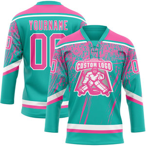 Jersey de Hockey Personalizado con Cuello en V, Estampado Geométrico, Manga Larga, Transpirable, de Poliéster, con Logotipo de Equipos para Adultos, Impresión por Sublimación - Product Image 4