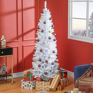 Albero di Natale a Matita Pre-Illuminato da 1,8 m con 618 Punte Luminose Bianco Caldo, Decorazione Bianca per Interni Casa e Feste, Supporto Incluso - Product Image 2