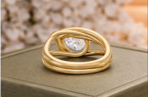 14K Gold Marquise Cut Diamond Toi Et Moi Bypass Engagement Ring <b>Wrap</b> Infinity Design Modern Minimalist Party Men's Jewelry - Product Image 2