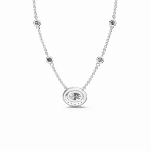 จี้เพชรทรงกลมและวงรีแบบ Love Forever Halo Lab Grown Diamond พร้อมสร้อยคอทองคำขาว 18K สำหรับงานหมั้นและงานแต่งงานของผู้หญิง - Product Image 4