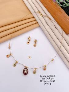 Elegante conjunto de collar con colgante Goldan Tar Dokiya con cristal verde y diseño floral de diamantes de imitación rojos para mujer, joyería de boda No.24 - Product Image 4