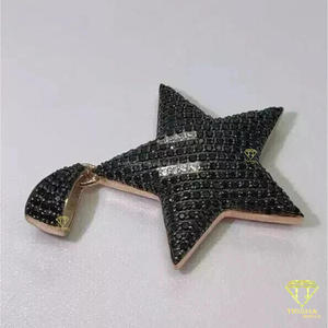 สร้อยคอจี้รูปดาวสีดำสไตล์ฮิปฮอป ประดับเพชรเลี้ยงในห้องปฏิบัติการ พร้อมเครื่องประดับเงินแท้ 925 สำหรับผู้ชาย - Product Image 4