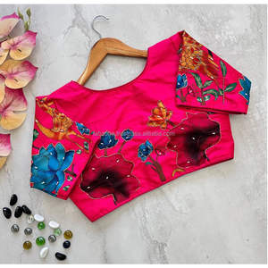 Blusa antigua hecha a mano con estampado de seda pura - Product Image 5