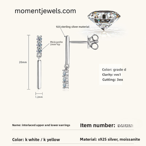 Modern Style 925 Sterling <b>Silver</b> Moissanite Ear <b>Studs</b> for Women Sweet Shiny Moissanite <b>Stud</b> Earrings Solid Color Inlay Summer - Product Image 4