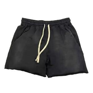 Shorts en maille pour homme, 100% polyester, en molleton uni, effet délavé soleil et délavé à la pierre, avec impression en relief et sérigraphie personnalisée, style vintage 3D - Product Image 5