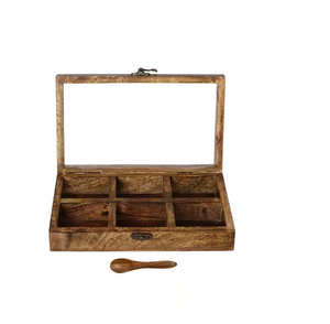 <b>Herb</b> Storage Container Wood Spice <b>Box</b> for Kitchen Wooden Spice <b>Box</b> Made in India Wood Spice <b>Box</b> - Product Image 1