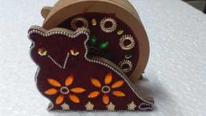 Home And Canteen Use Hot Selling White Wooden Embroidery Work Owl Painting Designer <b>Tea</b> <b>Coaster</b> 6pcs Plate Set At Classic Style - Product Image 5