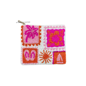 Porte-monnaie en forme de planche de surf fait main avec perles, mini pochette zippée, thème plage créatif, accessoire unisexe, perles de rocaille personnalisées, artisanat fait main - Product Image 4