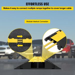 Rampa di Protezione per Cavi in Gomma a Doppio Canale, Set da 5 Pezzi, Resistente, Capacità 66.000 Libbre, per Passi Carrabili e Protezione Cavi/Tubi - Product Image 6