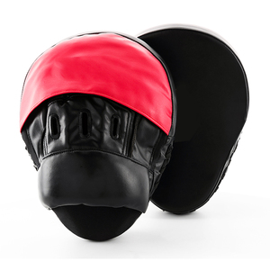 Guantes de Boxeo de Cuero Negros y Rojos para Adultos, Entrenamiento de Sparring, Artes Marciales, Cierre de Gancho y Bucle, Correa de Muñeca Ajustable - Product Image 1