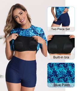 High Quality Women Surfing Top Sleeve Sustainable Beach Water Sports <b>Swimsuit</b> Quick Dry <b>Rash</b> <b>Guard</b> 2 Piece - Product Image 3