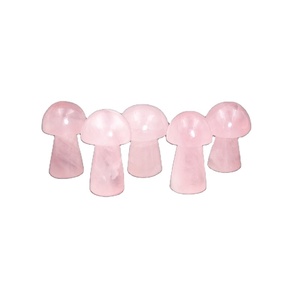 Chakralume Champignon sculpté en quartz rose naturel, cristal de guérison pour la méditation Reiki, décoration Feng Shui, vente en gros du Rajasthan - Product Image 1