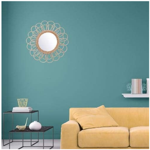 Vietnam Modern Rattan Floral Round Mirror Handmade <b>Wall</b> <b>Decor</b> - Product Image 2