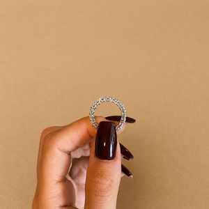 Anillo de Compromiso y Eternidad con Diamante Cultivado en Laboratorio de Corte Ovalado de 4 Quilates, E VVS2, Oro Blanco de 14K, Anillo de Lujo para Aniversario de Bodas - Product Image 2