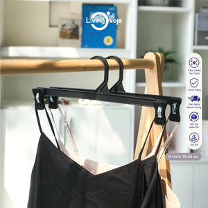 Lot de 10 cintres à vêtements en plastique de 14 pouces avec pinces et patins en caoutchouc antidérapants, OEM disponible - Product Image 2