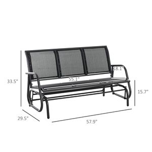 Panca a dondolo da esterno per 3 persone con tessuto in rete traspirante e struttura in metallo nero, con 3 posti - Categoria prodotto: Cappotti da donna - Product Image 3