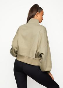 <b>Women's</b> Custom Sports Casual <b>Fleece</b> Pullover <b>Half</b> <b>Zip</b> Fitness Hoodie Autumn Season Sweatshirt - Product Image 3