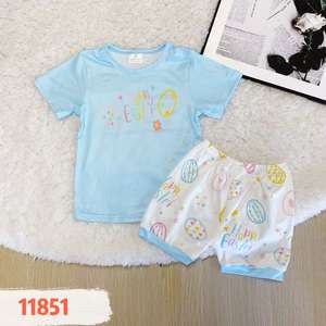 Ensemble Enfant en Soie Lactée Nouveautés 2026 – <span class=keywords><strong>Tenue</strong></span> de Pâques Deux Pièces pour Garçons et Filles – Été Léger Manches Courtes et Pantalon - Product Image 2