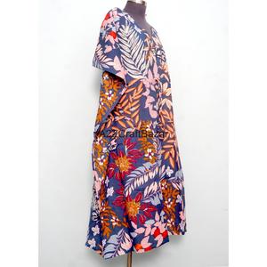 Maxi Kaftán Estampado de Algodón 100% Indio, Vestido Casual de Verano para Mujer, Estampado Étnico, Ecológico - Product Image 3
