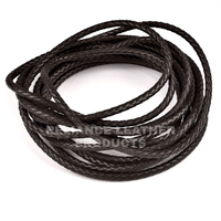 Cordon en cuir tressé noir de 3 mm pour la fabrication de pendentifs, cordon en cuir véritable pour collier