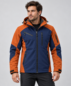 Chaqueta Softshell de Invierno para Hombre, Diseño Color Block, Capucha Desmontable, Forro Polar Cálido, Resistente al Viento, Ideal para Senderismo, Caza y Viajes - Product Image 4