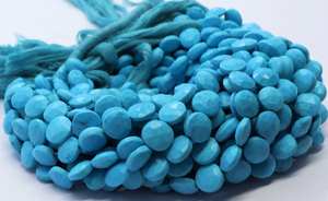 Turquoise Coin Shape Faceted Beads 8-8.5 MM Indian Turquoise <b>Gemstone</b> Beads 8 Inch Faceted Howlite Turquoise Coin Beads Jewelry - Product Image 5