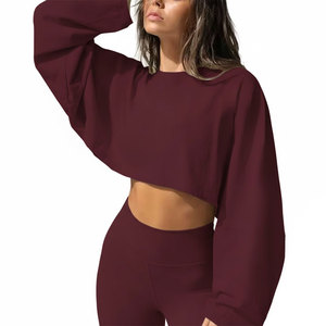 Women's <b>Off</b> <b>Shoulder</b> Cropped Sweatshirt Mint Green <b>Long</b> <b>Sleeve</b> 2026 Hem Custom Logo Crop <b>Top</b> - Product Image 4