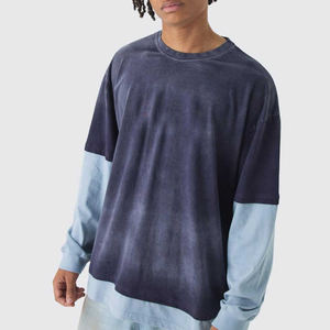 เสื้อยืดคอกลมโอเวอร์ไซส์ผู้ชาย สีเขียวอมฟ้า แขนสั้น สไตล์ลำลอง ผ้าฝ้ายถัก 100% ระบายอากาศได้ดี น้ำหนักผ้า 280 กรัม มีโลโก้ด้านหน้า - Product Image 3