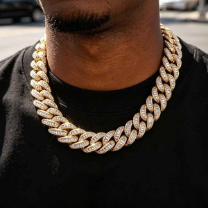 Collar de Cadena Cubana de Moissanita de Alta Calidad, Plata de Ley 925, Estilo Diamante, Joyería Hip Hop para Hombre - Product Image 1