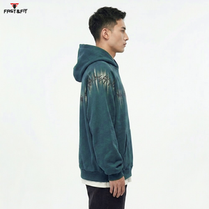 Nouveauté 2026 : Sweats à capuche en molleton 100 % coton pour homme, brodés avec logo personnalisé, effet délavé, respirants, fabriqués au Pakistan - Product Image 2