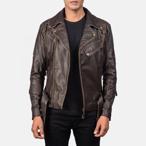 100% Genuine Leather Streetwear Winter Jacket Breathable Quick Dry Sherpa Lined <b>Fur</b> <b>Trim</b> Men's - Product Image 5