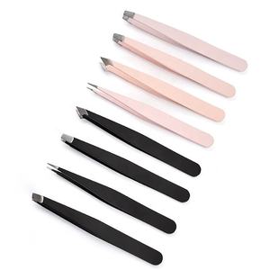 Juego de Pinzas para Cejas y Pestañas de Acero Inoxidable, Color Personalizado, Antiestáticas, Duraderas, Profesionales, Punta Inclinada y Punta Lisa - Product Image 1