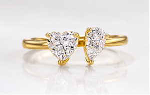 Anillo Toi Et Moi con Diamante Cultivado en Laboratorio con Corte Corazón, Oro de 14K con Baño de Rodio, Certificado IGI, Elegante y Minimalista, para Compromiso o Boda - Product Image 3