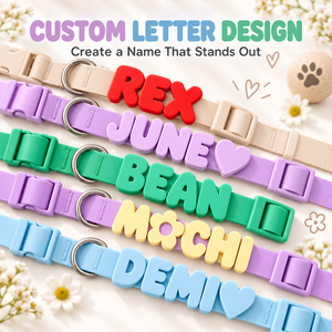 <b>Personalized</b> DIY Dog <b>Collar</b> with 26 Letters Soft Silicone Custom Pet Name <b>Collar</b> and Leash Set Adjustable Waterproof <b>Cat</b> Dog Col - Product Image 2