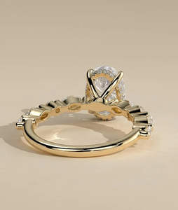 Bague de fiançailles de luxe en or jaune pour femme, diamant de laboratoire ovale de 1 carat, qualité supérieure, certification IGI, clarté VS-VVS - Product Image 3