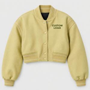 Veste en coton lavé pour femme, coupe courte et oversize, col montant, manches longues, effet délavé personnalisé, style vintage streetwear automne - Product Image 1