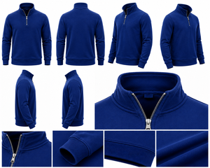 Pull en tricot à col montant pour homme, couleur bleu royal unie, coupe classique, manches longues, vêtements d'hiver - Product Image 3