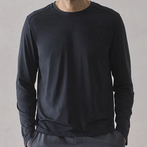 T-shirt de performance à manches longues pour homme, col rond, haut d'entraînement athlétique, tissu respirant anti-humidité, vêtements de sport pour la gym, multi-usages - Product Image 1