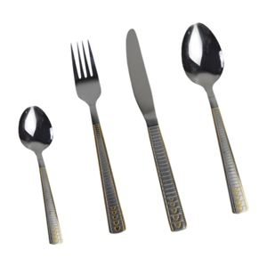 Ensemble de couverts en laiton martelé, 4 pièces, finition miroir plaqué or, pour la maison, les restaurants et les hôtels, qualité supérieure, ensembles de couverts de dîner - Product Image 3