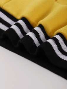 เสื้อแจ็คเก็ตวาร์ซิตี้สีเหลืองสำหรับผู้ชาย แขนเสื้อสีขาว ทรงปกติ คอปกพับได้ ปิดด้วยซิป สวมใส่สบายๆ ในฤดูใบไม้ร่วง - Product Image 4